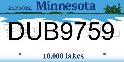 DUB9759 Minnesota License Plate