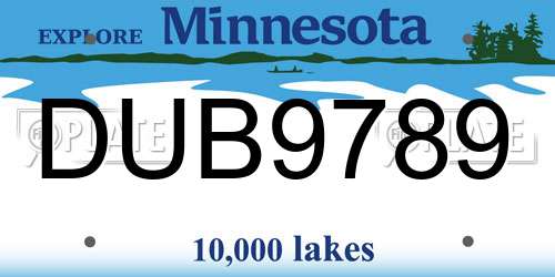 DUB9789 Minnesota License Plate