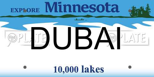 DUBAI Minnesota License Plate