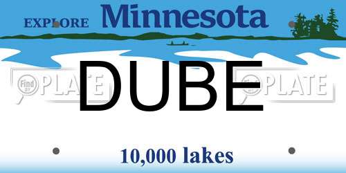 DUBE Minnesota License Plate