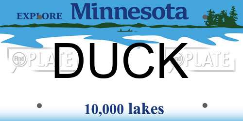 DUCK Minnesota License Plate