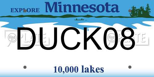 DUCK08 Minnesota License Plate