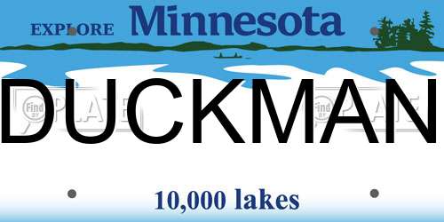 DUCKMAN Minnesota License Plate