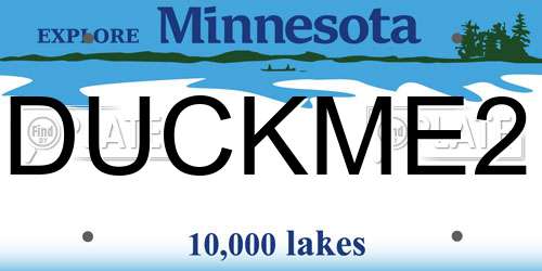 DUCKME2 Minnesota License Plate