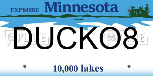 DUCKO8 Minnesota License Plate