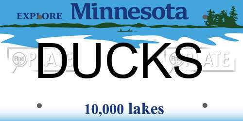DUCKS Minnesota License Plate