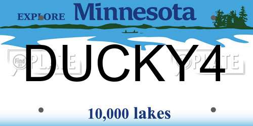 DUCKY4 Minnesota License Plate