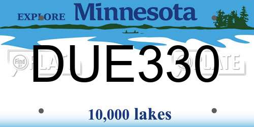 DUE330 Minnesota License Plate