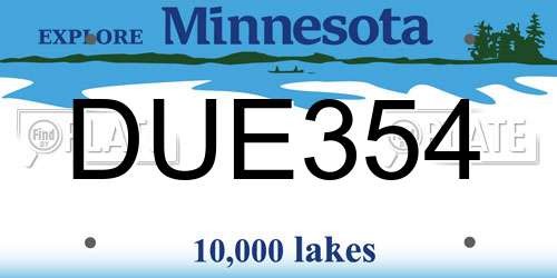 DUE354 Minnesota License Plate
