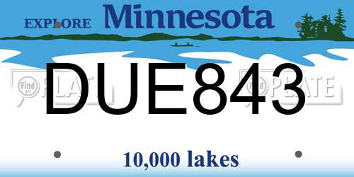 DUE843 Minnesota License Plate