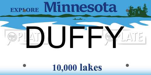 DUFFY Minnesota License Plate