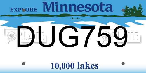 DUG759 Minnesota License Plate