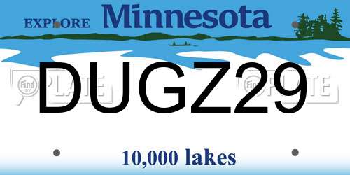 DUGZ29 Minnesota License Plate