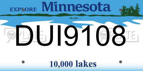 DUI9108 Minnesota License Plate