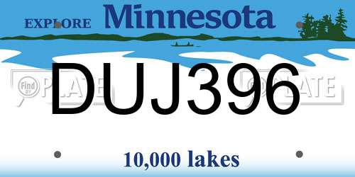 DUJ396 Minnesota License Plate