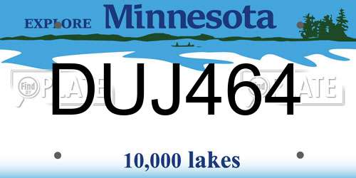 DUJ464 Minnesota License Plate