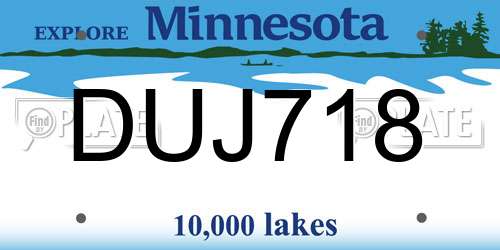 DUJ718 Minnesota License Plate