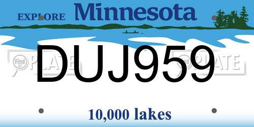 DUJ959 Minnesota License Plate