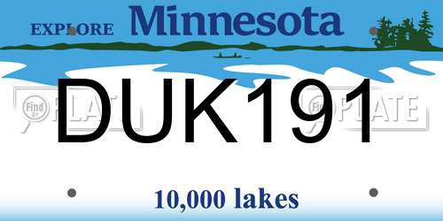 DUK191 Minnesota License Plate