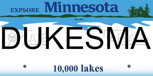 DUKESMA Minnesota License Plate