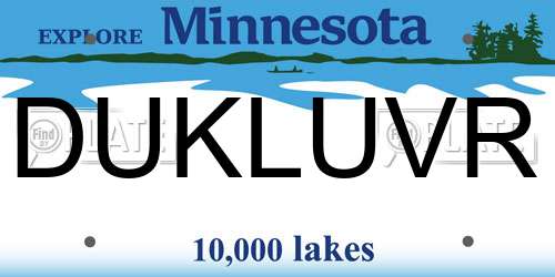 DUKLUVR Minnesota License Plate
