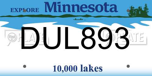DUL893 Minnesota License Plate