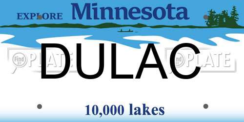 DULAC Minnesota License Plate