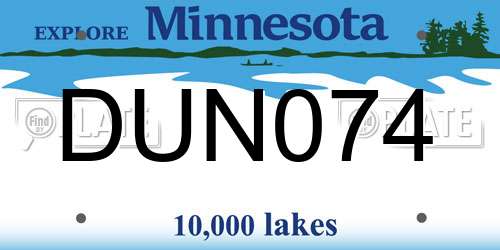 DUN074 Minnesota License Plate