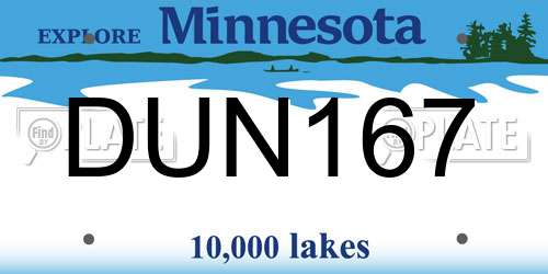 DUN167 Minnesota License Plate