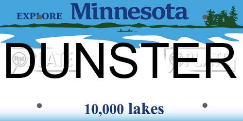 DUNSTER Minnesota License Plate