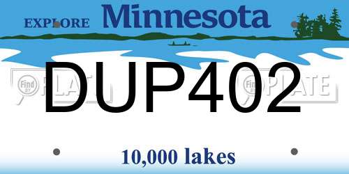 DUP402 Minnesota License Plate
