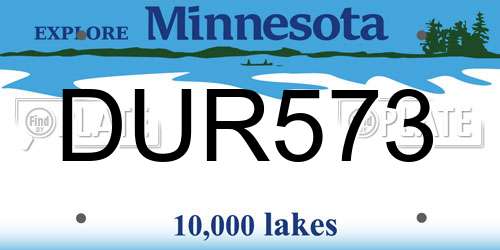 DUR573 Minnesota License Plate