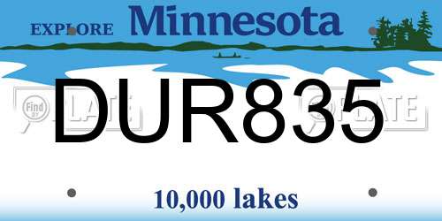 DUR835 Minnesota License Plate