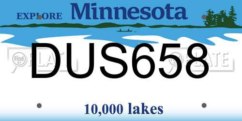 DUS658 Minnesota License Plate