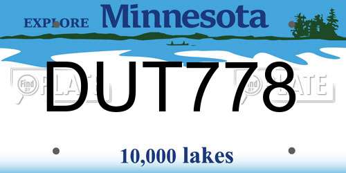 DUT778 Minnesota License Plate