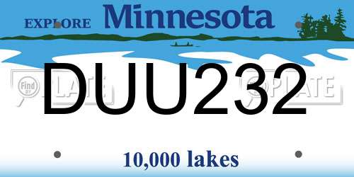 DUU232 Minnesota License Plate