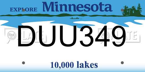 DUU349 Minnesota License Plate