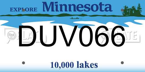 DUV066 Minnesota License Plate