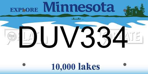 DUV334 Minnesota License Plate