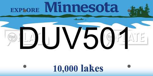DUV501 Minnesota License Plate