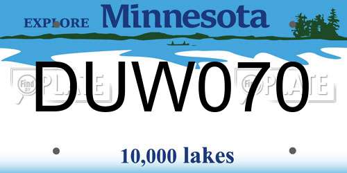 DUW070 Minnesota License Plate