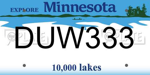 DUW333 Minnesota License Plate