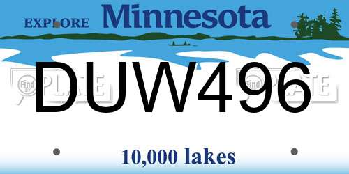 DUW496 Minnesota License Plate