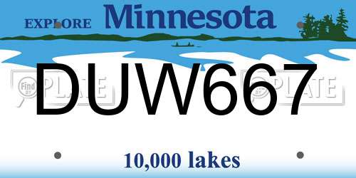 DUW667 Minnesota License Plate
