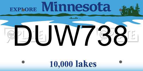 DUW738 Minnesota License Plate
