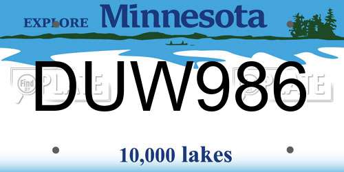 DUW986 Minnesota License Plate