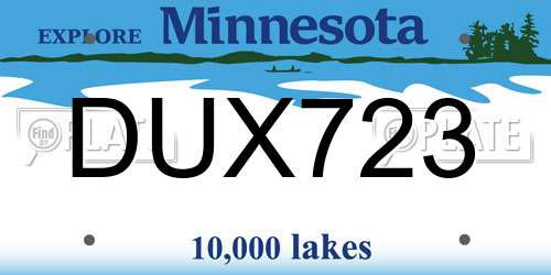 DUX723 Minnesota License Plate