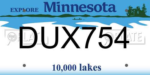 DUX754 Minnesota License Plate