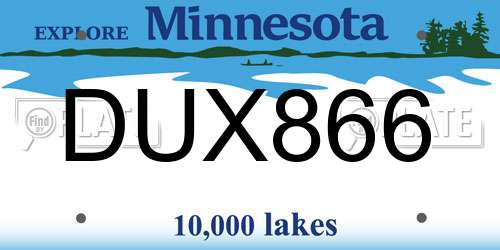 DUX866 Minnesota License Plate