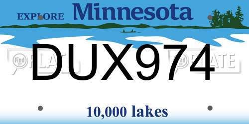 DUX974 Minnesota License Plate